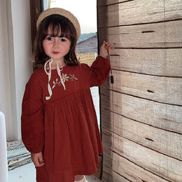 Girls Embroidered A-Line Dress