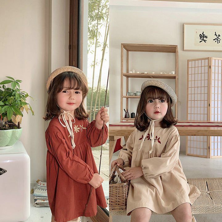 Girls Embroidered A-Line Dress
