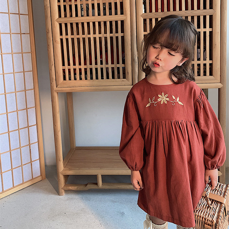 Girls Embroidered A-Line Dress