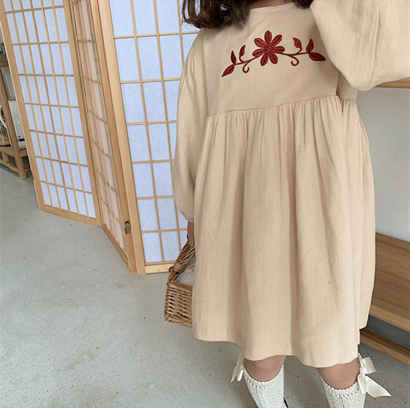 Girls Embroidered A-Line Dress
