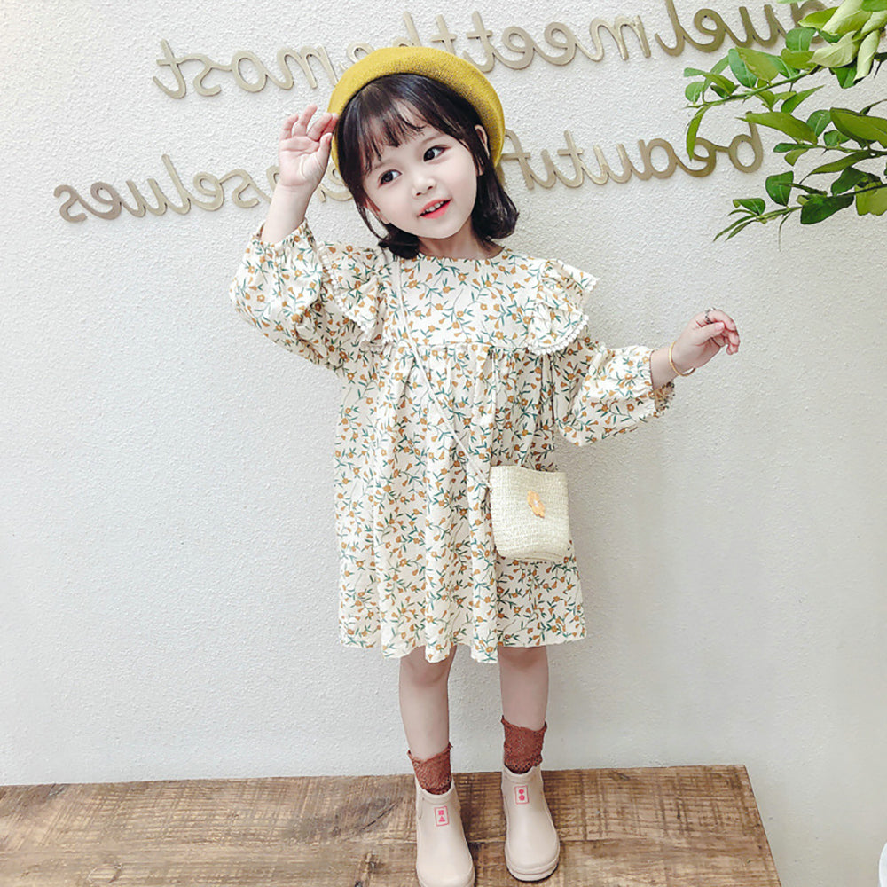 Print Cape Sleeve A-Line Dress