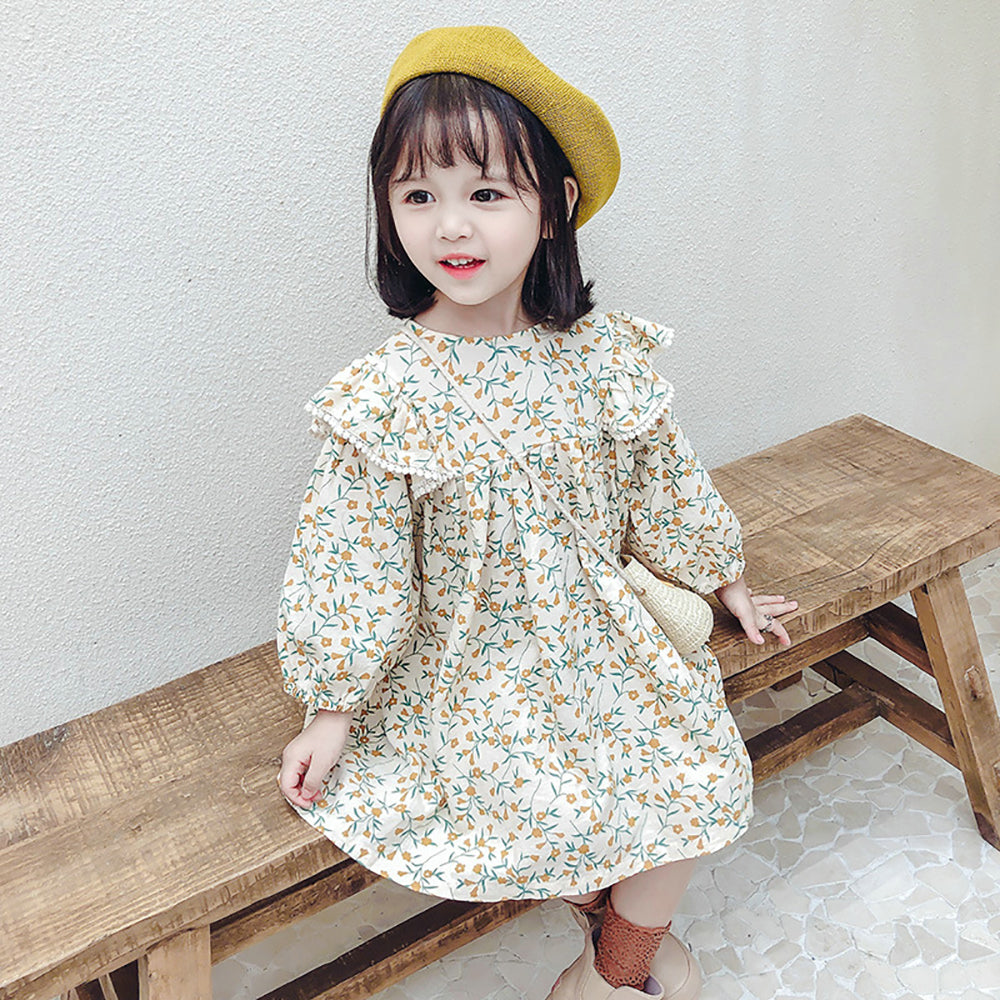Print Cape Sleeve A-Line Dress