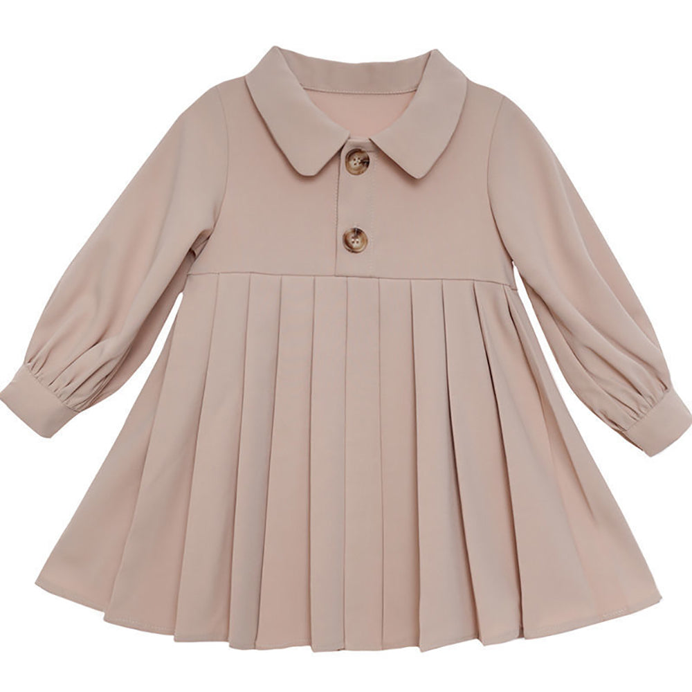 Girls Shirt Collar Fit and Flare Dress