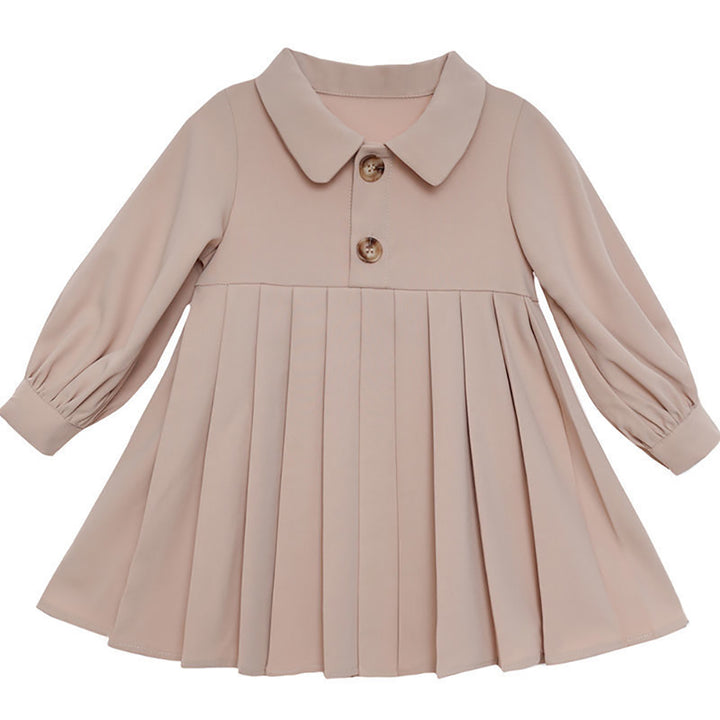 Girls Shirt Collar Fit and Flare Dress