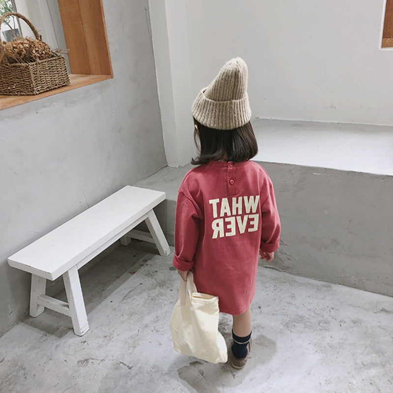 Girls Round Neck A-Line Dress