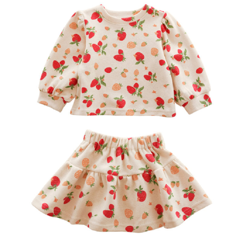 Girls Printed Long Sleeves T-Shirt With Skirt