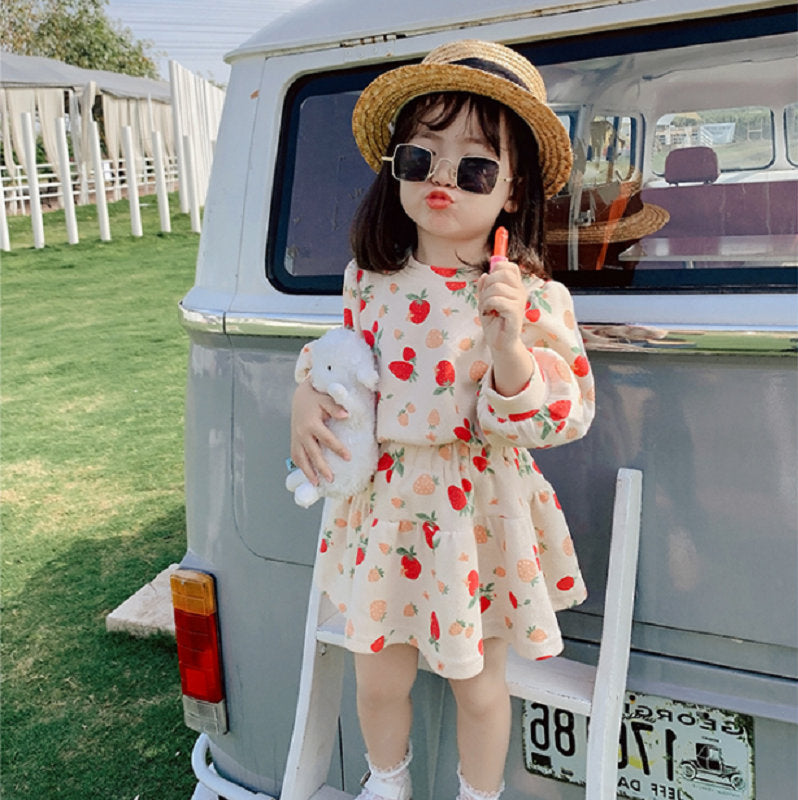 Girls Printed Long Sleeves T-Shirt With Skirt