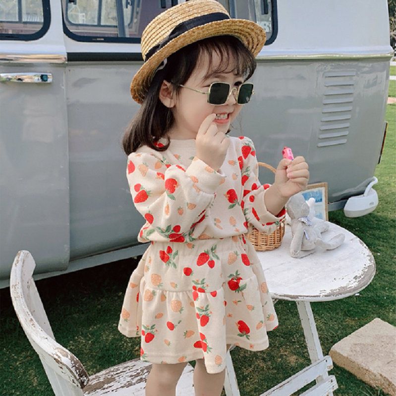 Girls Printed Long Sleeves T-Shirt With Skirt