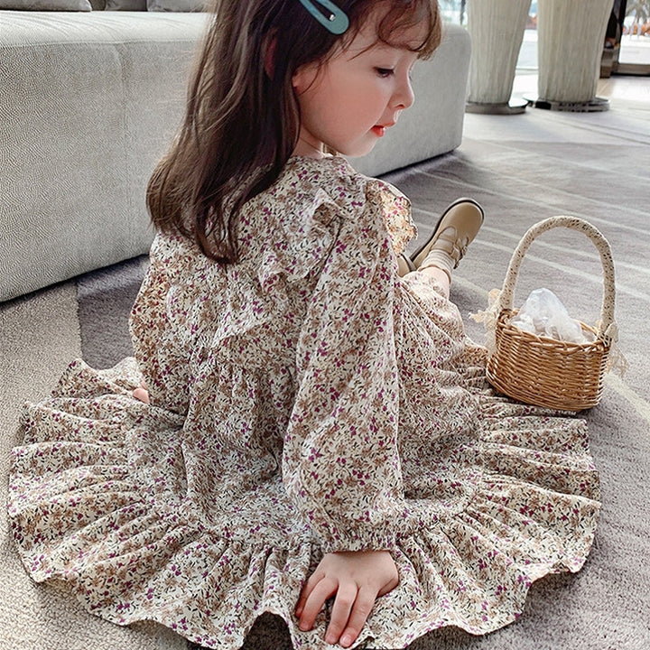Girls Printed Ruffled A-Line Dress