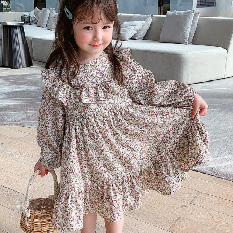 Girls Printed Ruffled A-Line Dress