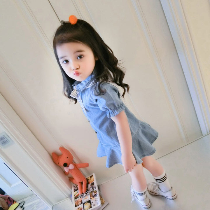 Girls Solid Bow A-Line Midi Dress