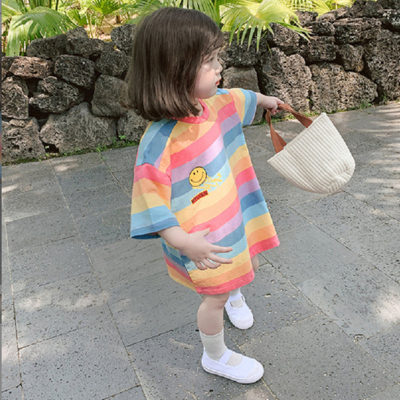 Girls Striped T-shirt Dress