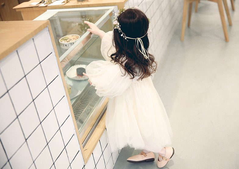Girls Puff Sleeve A-Line Dress