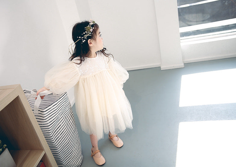 Girls Puff Sleeve A-Line Dress