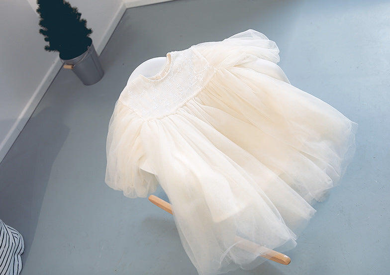 Girls Puff Sleeve A-Line Dress