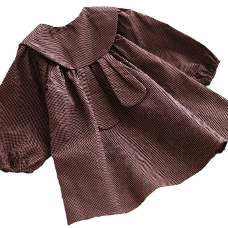 Girls Checked Cotton A-Line Dress