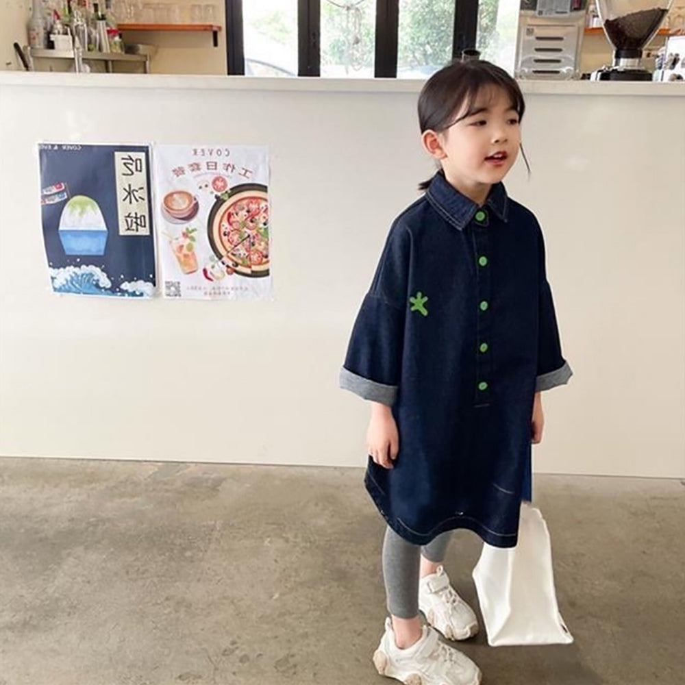 Girls Cotton Extended Sleeves T-shirt Dress