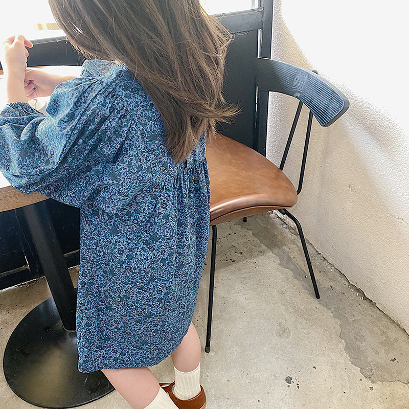 Girls Floral Printed Cotton A-Line Dress