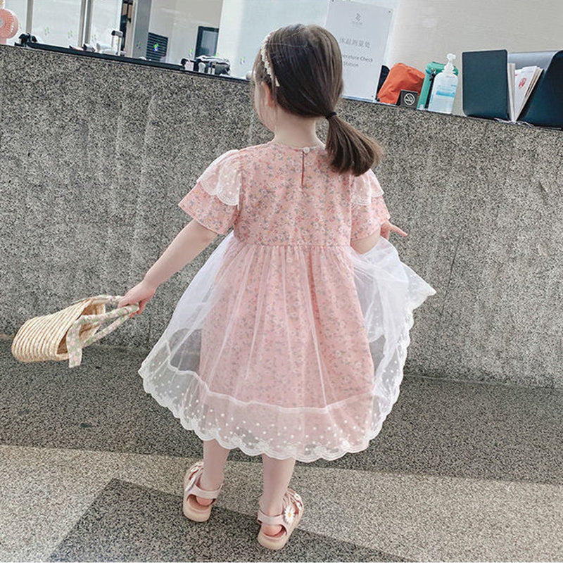 Floral Flared Sleeve Fit & Flare Midi Dress