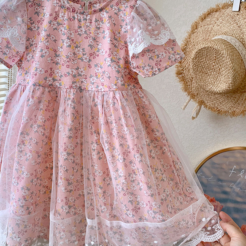Floral Flared Sleeve Fit & Flare Midi Dress