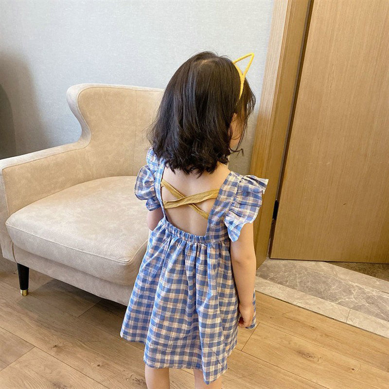 Girls Checked Cotton Fit and Flare Dress