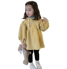 Girls Puff Sleeve A-Line Knee Length Dress