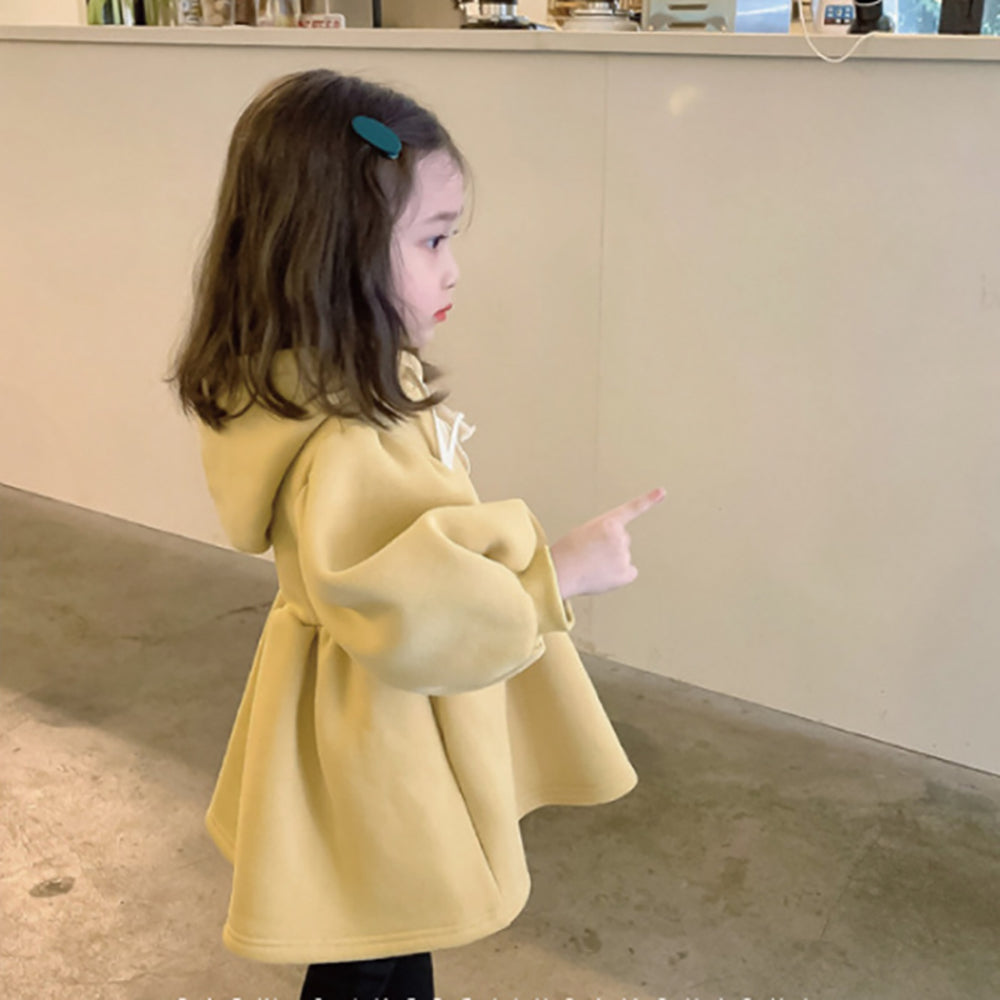 Girls Puff Sleeve A-Line Knee Length Dress