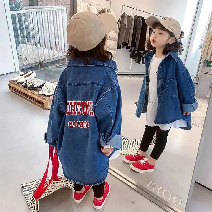 Girls Oversized Fit Cutaway Collar Solid Cotton Casual Shirt
