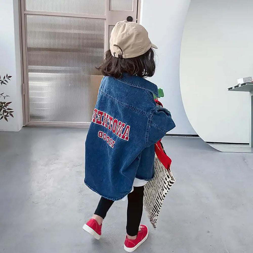 Girls Oversized Fit Cutaway Collar Solid Cotton Casual Shirt