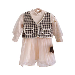 Girls Crepe A-Line Midi Dress With Jacket