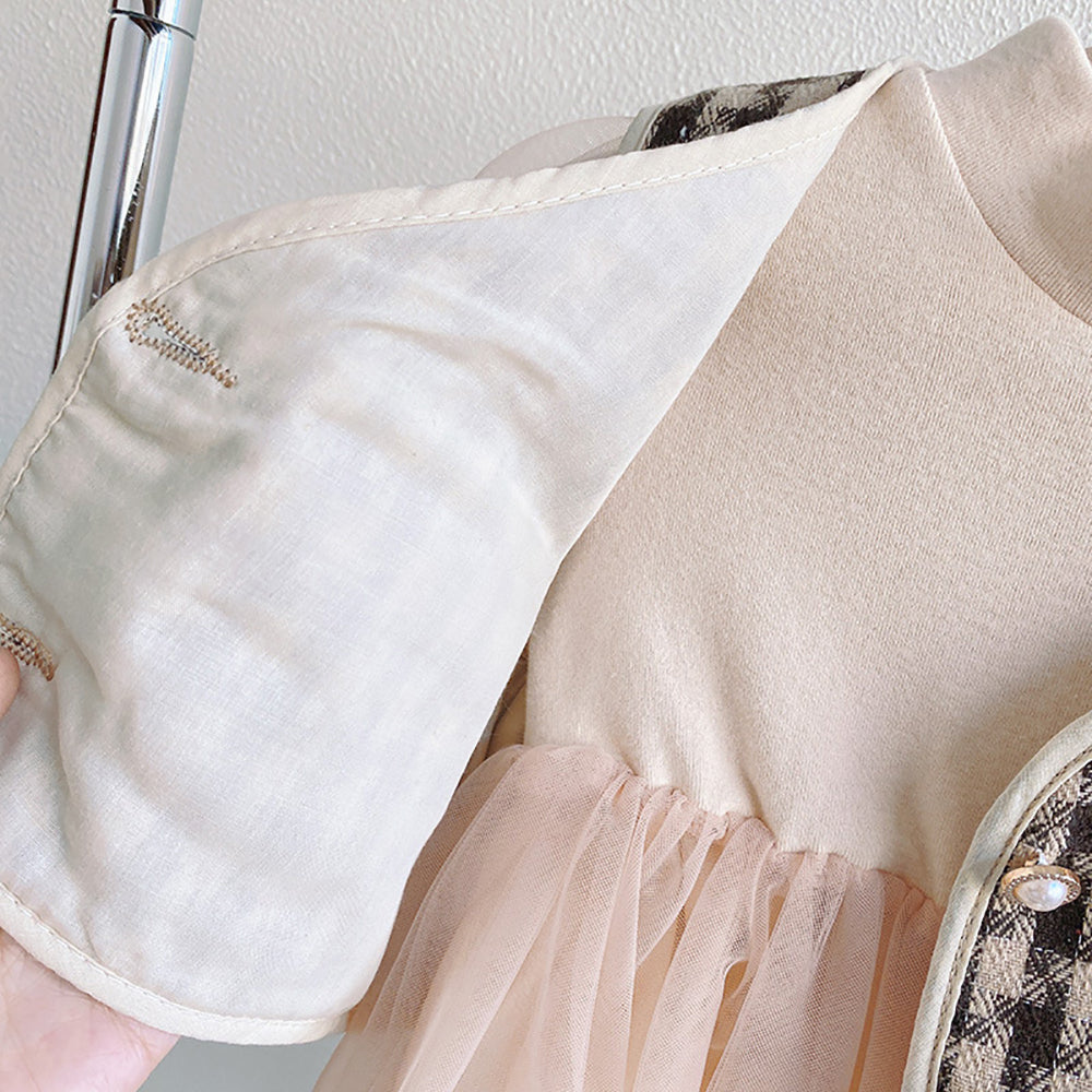 Girls Crepe A-Line Midi Dress With Jacket