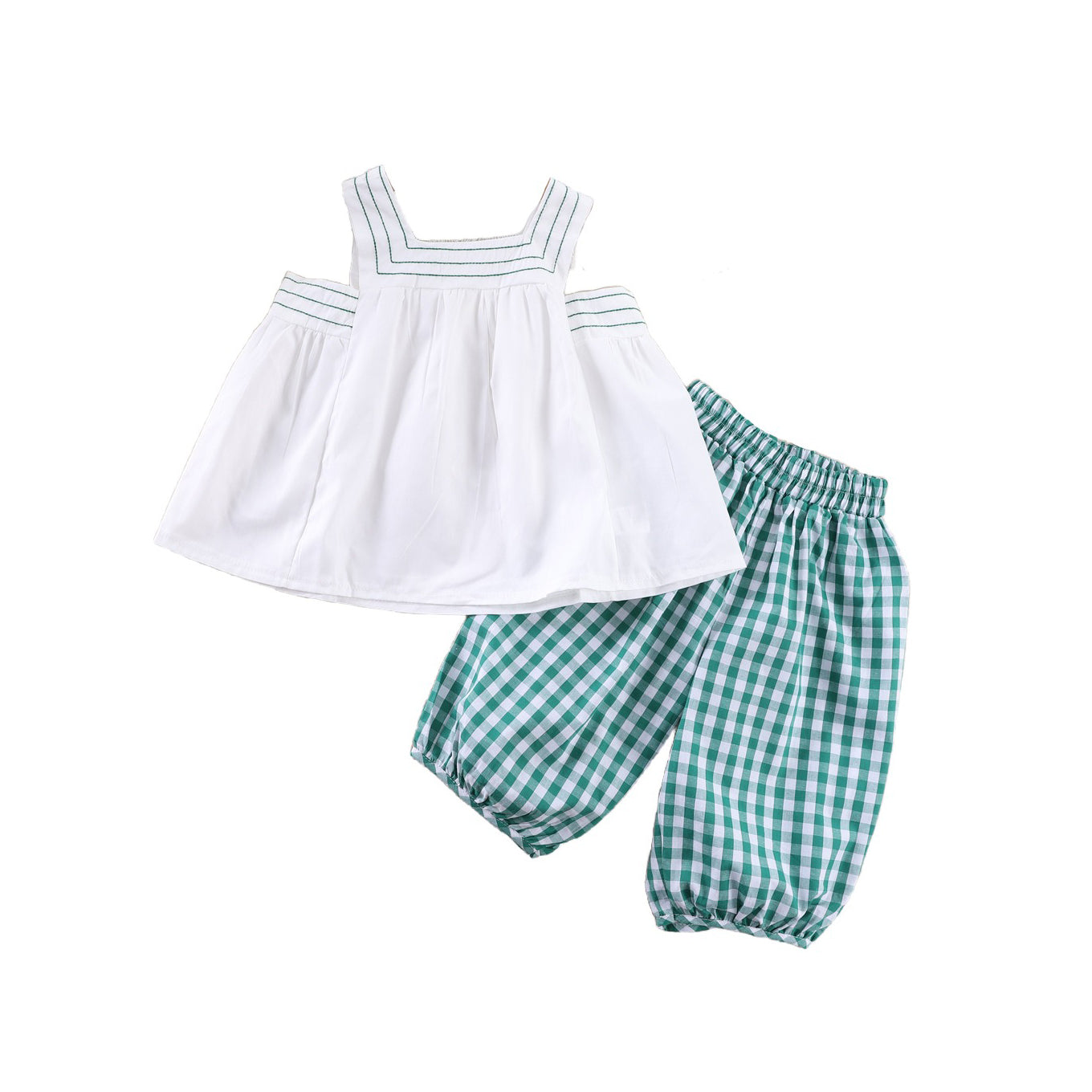 Girls Square Neck Pure Cotton Top With Shorts
