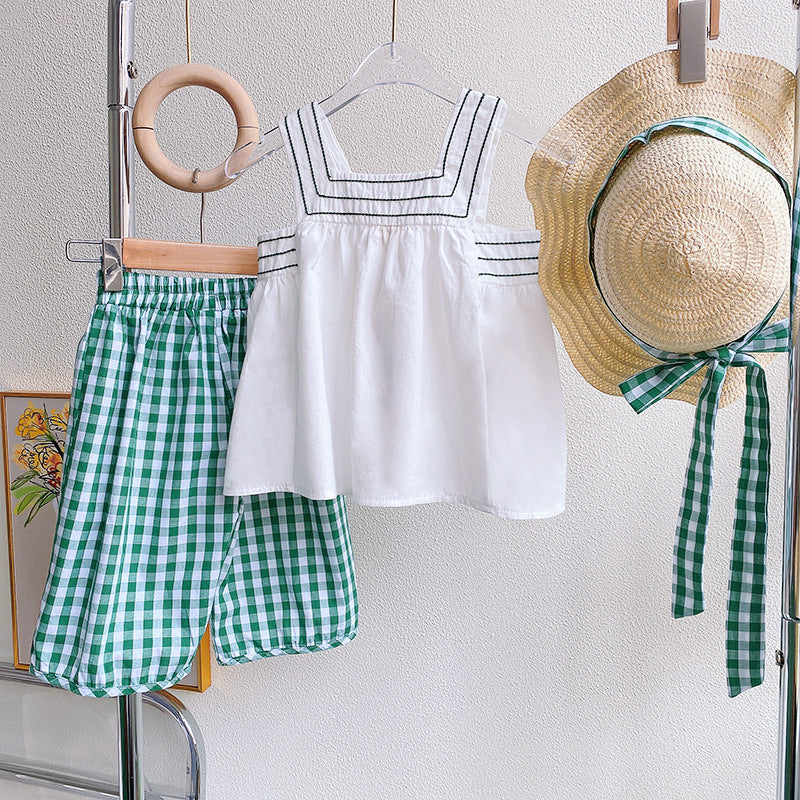 Girls Square Neck Pure Cotton Top With Shorts