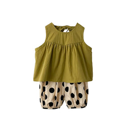 Girls Green & Black Top with Shorts