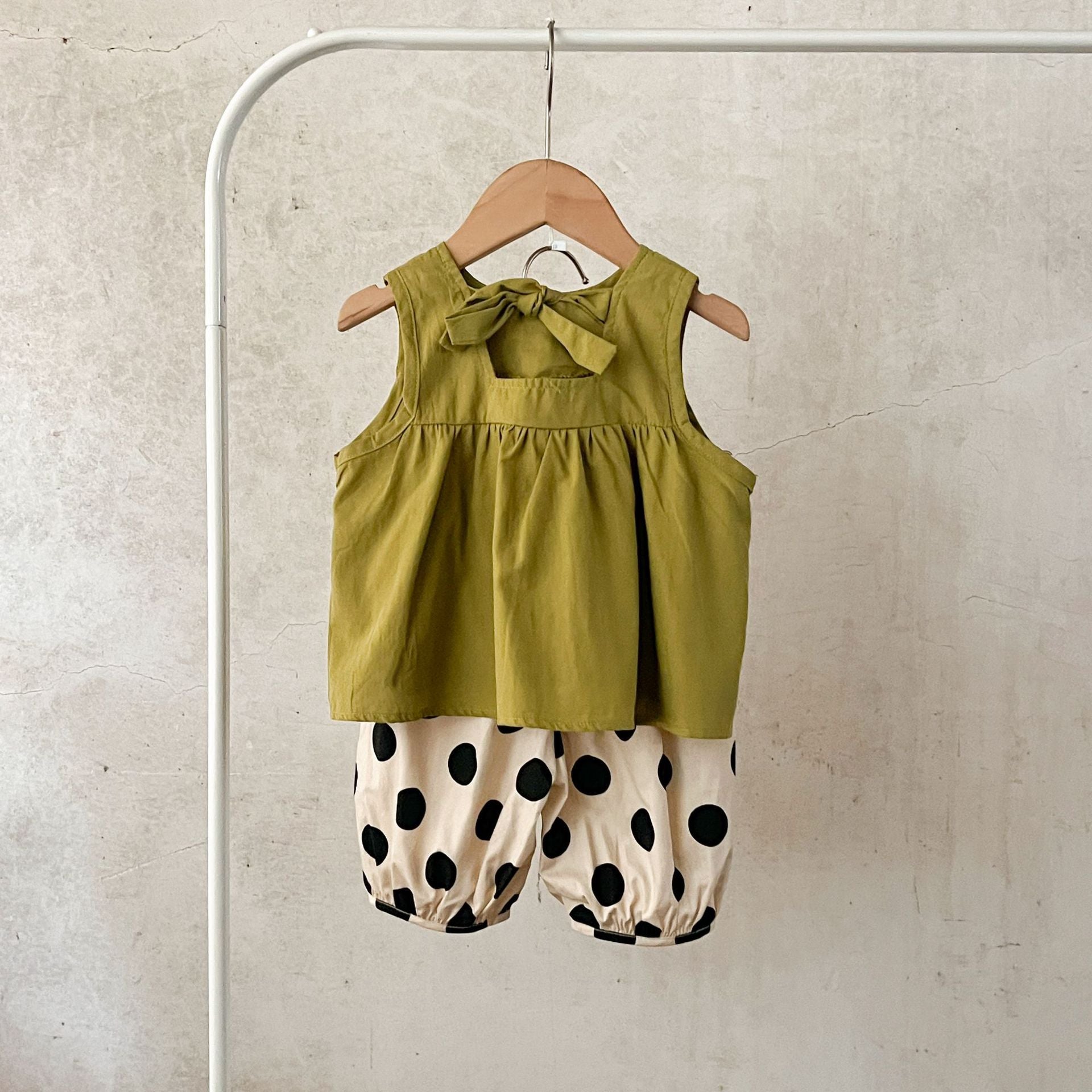 Girls Green & Black Top with Shorts