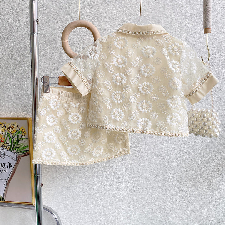 Girls Embroidered Top with Skirt