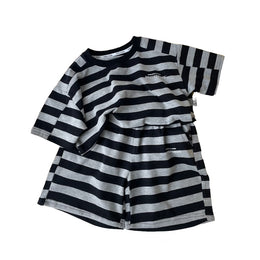 Boys Striped Pure Cotton T-shirt with Shorts