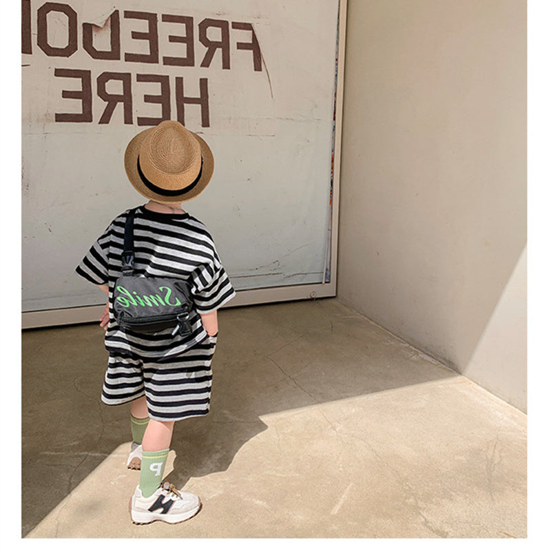 Boys Striped Pure Cotton T-shirt with Shorts