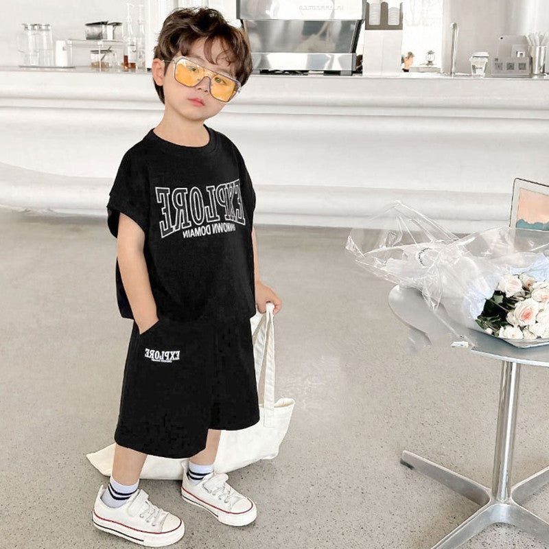 Boys Printed Pure Cotton T-shirt With Shorts