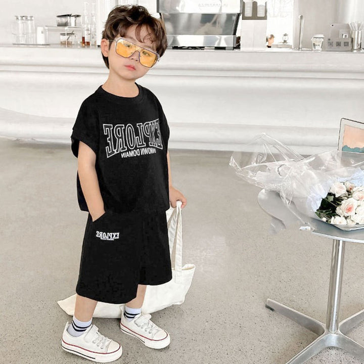 Boys Printed Pure Cotton T-shirt With Shorts