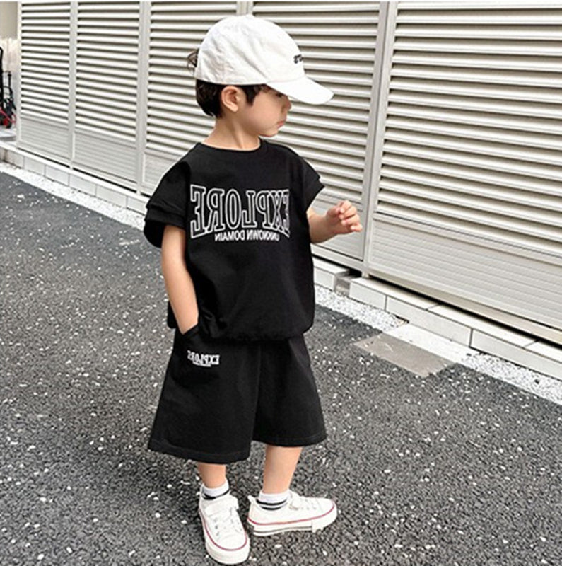 Boys Printed Pure Cotton T-shirt With Shorts