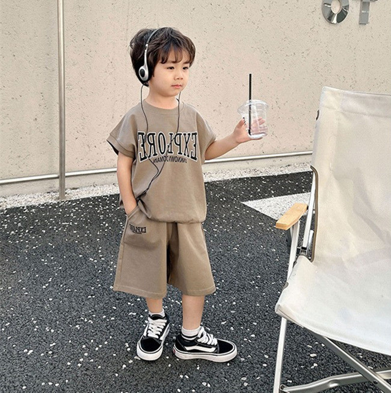 Boys Printed Pure Cotton T-shirt With Shorts