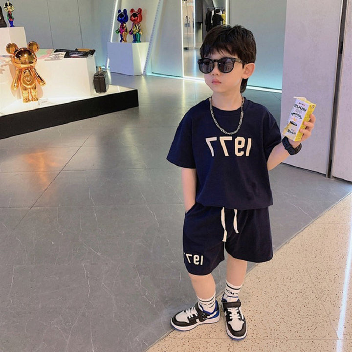 Boys Typography Printed Pure Cotton T-shirt With Shorts