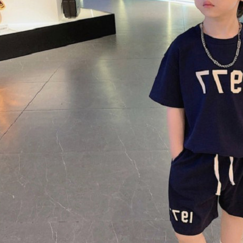 Boys Typography Printed Pure Cotton T-shirt With Shorts