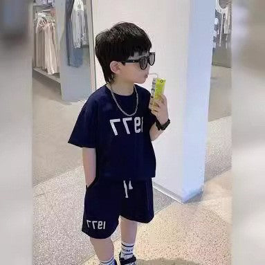 Boys Typography Printed Pure Cotton T-shirt With Shorts