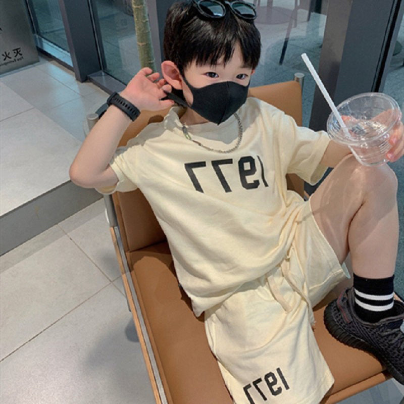 Boys Typography Printed Pure Cotton T-shirt With Shorts
