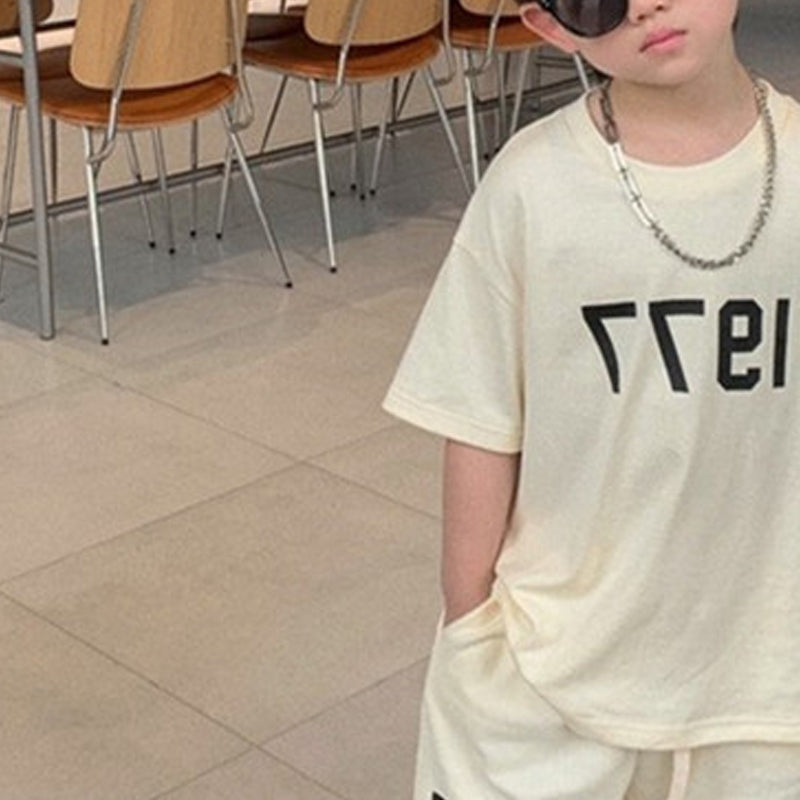 Boys Typography Printed Pure Cotton T-shirt With Shorts