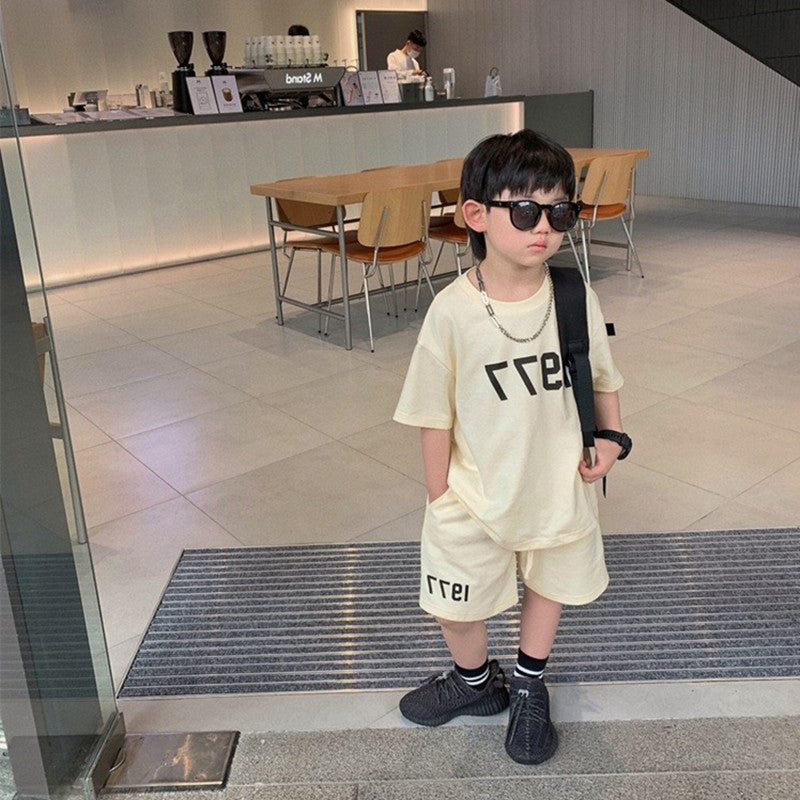 Boys Typography Printed Pure Cotton T-shirt With Shorts