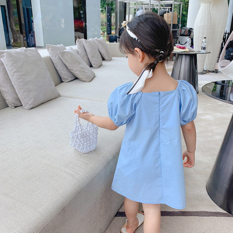 Bow detail Puff Sleeves A-Line Dress