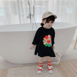 Kids Girls Floral Print T-shirt Dress